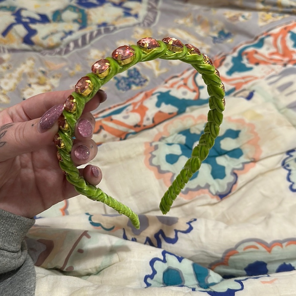 Pink/Green Crystal Slim Lele Sadoughi Headband
